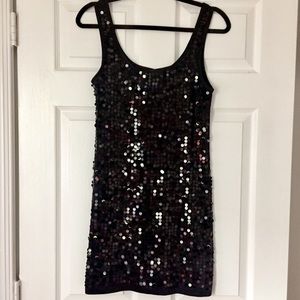 Black Sequined Mini Dress (Sz M)